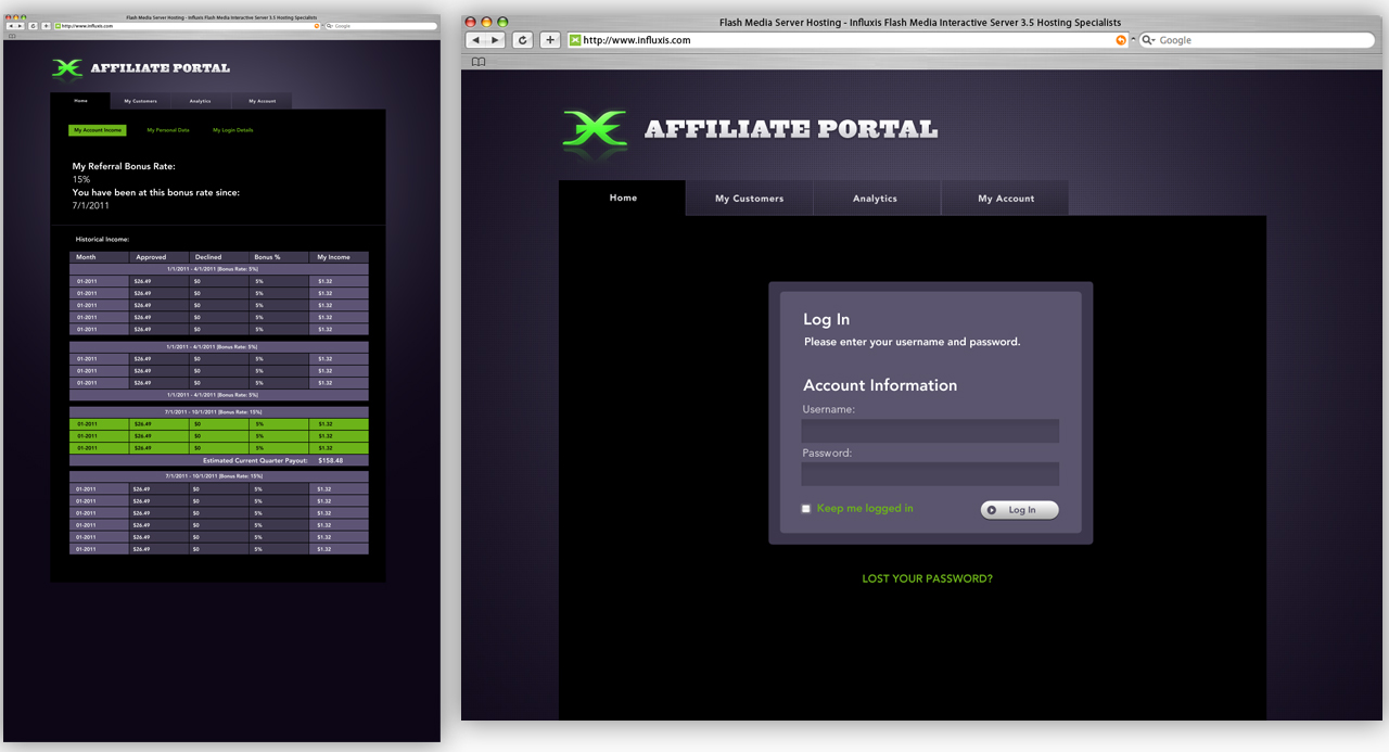 Influxis Affiliate Portal